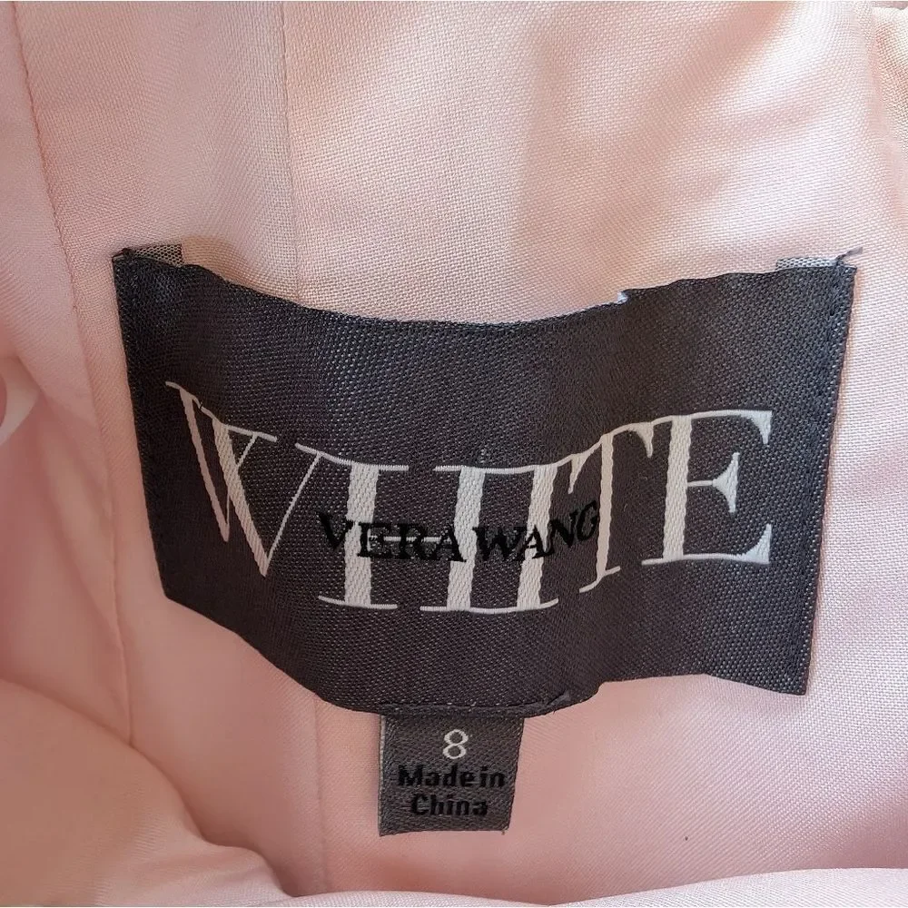 Vera Wang‎ White Blush Halter Satin Fit & Flare High Pocket Slit Maxi Gown 8